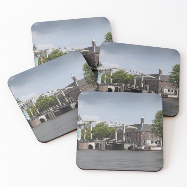 Item preview, Waterfront Heritage: View of White Wooden Drawbridge from Amsterdam's Canals designed and sold by InbalTurShalom.