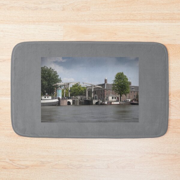 Item preview, Waterfront Heritage: View of White Wooden Drawbridge from Amsterdam's Canals designed and sold by InbalTurShalom.