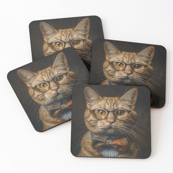Item preview, Smart Ginger Cat with Glasses and Bowtie designed and sold by House of Hope.