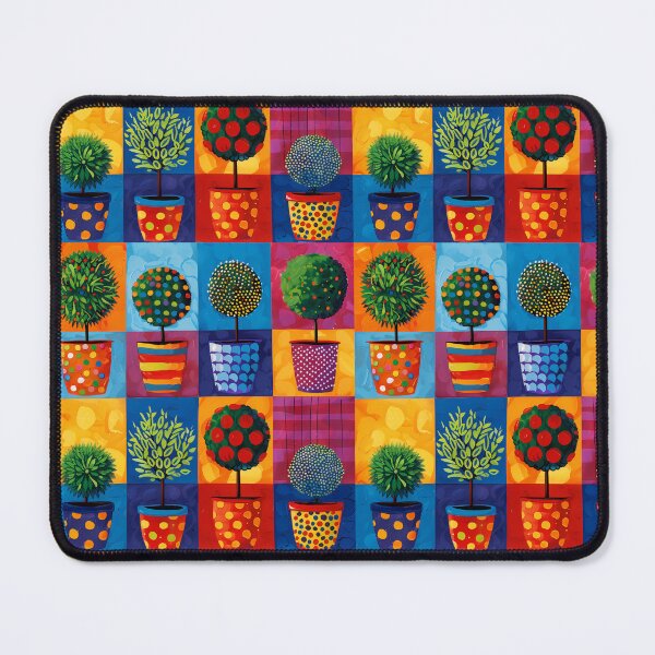 Item preview, Vibrant Topiary Garden: Colorful Abstract Topiaries in Patterned Pots designed and sold by David Balzen.