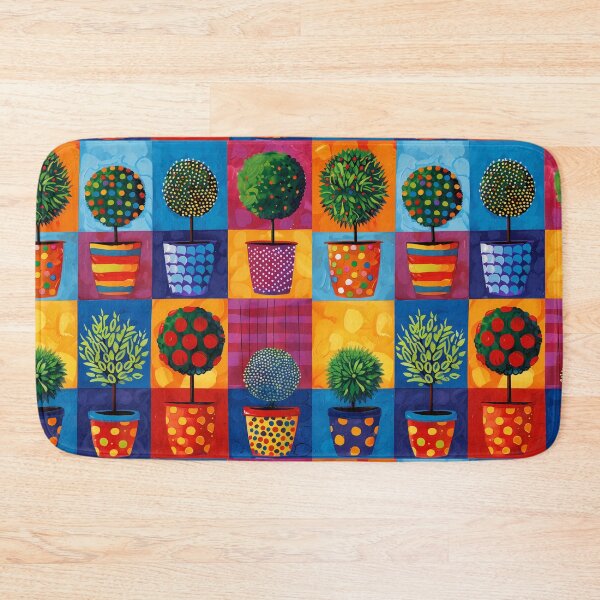 Item preview, Vibrant Topiary Garden: Colorful Abstract Topiaries in Patterned Pots designed and sold by David Balzen.