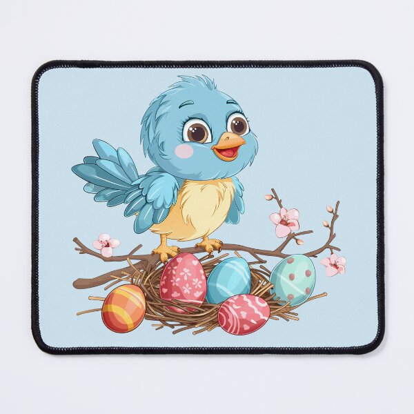Item preview, Blue Bird on a Branch with Easter Eggs designed and sold by LarkspurAndTea.