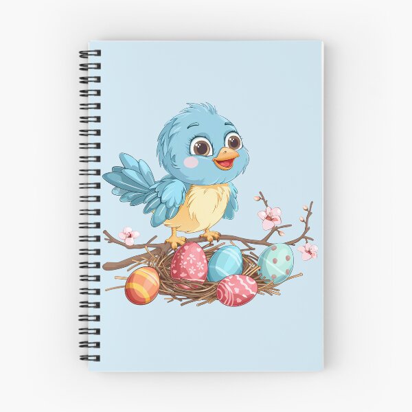 Item preview, Blue Bird on a Branch with Easter Eggs designed and sold by LarkspurAndTea.