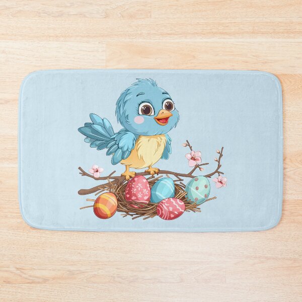 Item preview, Blue Bird on a Branch with Easter Eggs designed and sold by LarkspurAndTea.