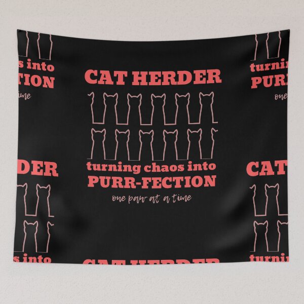 Item preview, Cat herder - turning chaos into purr-fection, one paw at a time, red letters designed and sold by alczar.