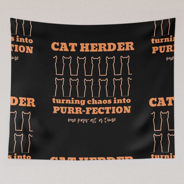 Item preview, Cat herder - turning chaos into purr-fection, one paw at a time, orange letters designed and sold by alczar.