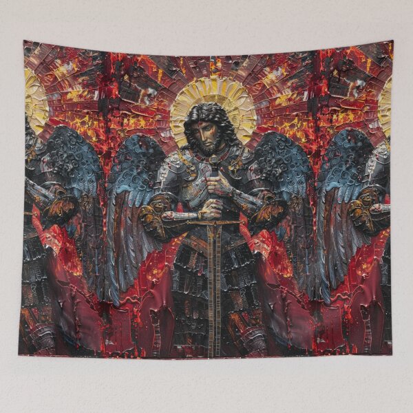 Item preview, Saint Michael Conquering Evil - Divine Warrior Art Print designed and sold by Nicholas Panek.