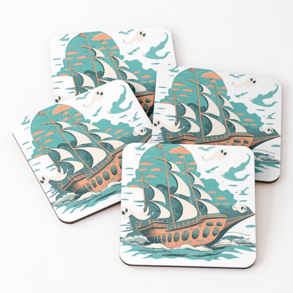 Item preview, funny ghosts playing on the ship  designed and sold by  Bold Border Studio..