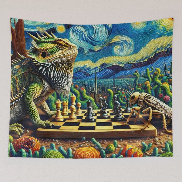 Item preview, Cricket versus Bearded Dragon Chess Match designed and sold by bunnyboiler.