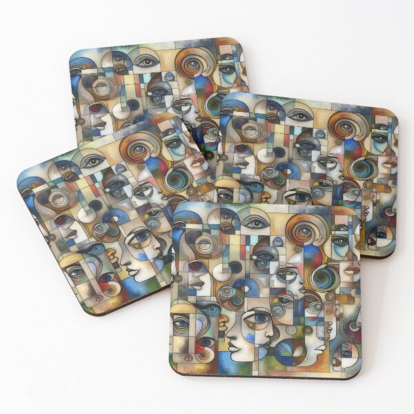 Item preview, Visages in Harmony A Mosaic of Abstract Human Expressions designed and sold by ArtComixHaven.