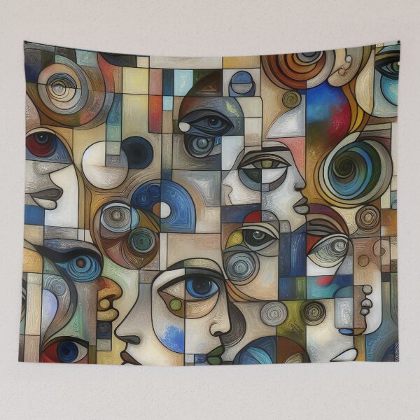 Item preview, Visages in Harmony A Mosaic of Abstract Human Expressions designed and sold by ArtComixHaven.