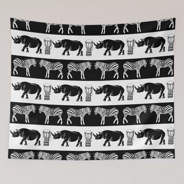 Item preview, Zebra and Rhino Safari Animal Pattern designed and sold by Vintage Eclectic Visuals.