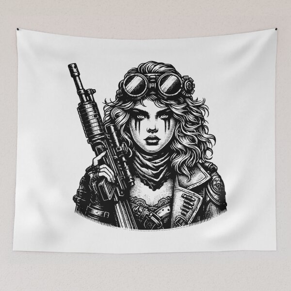 Item preview, Steampunk Survivor: Beautiful Post-Apocalyptic Woman Design designed and sold by Barbaventuras.