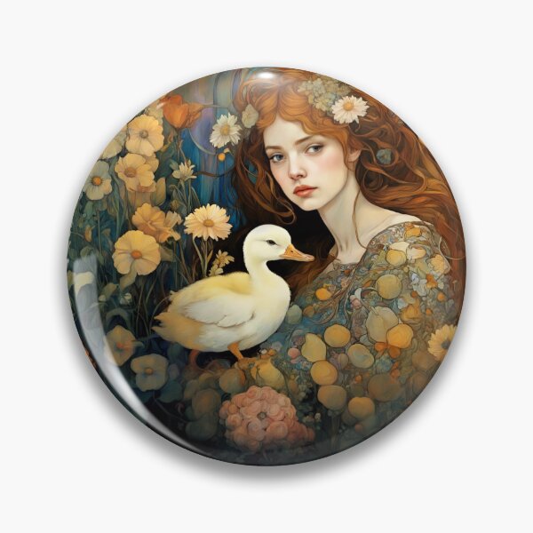 Item preview, Beautiful girl with duckling among the flowers in the garden. designed and sold by Natalia-Vlad.