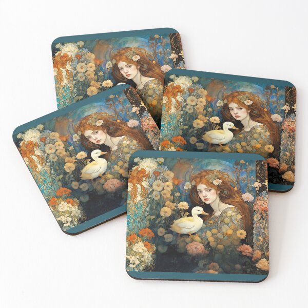 Item preview, Beautiful girl with duckling among the flowers in the garden. designed and sold by Natalia-Vlad.
