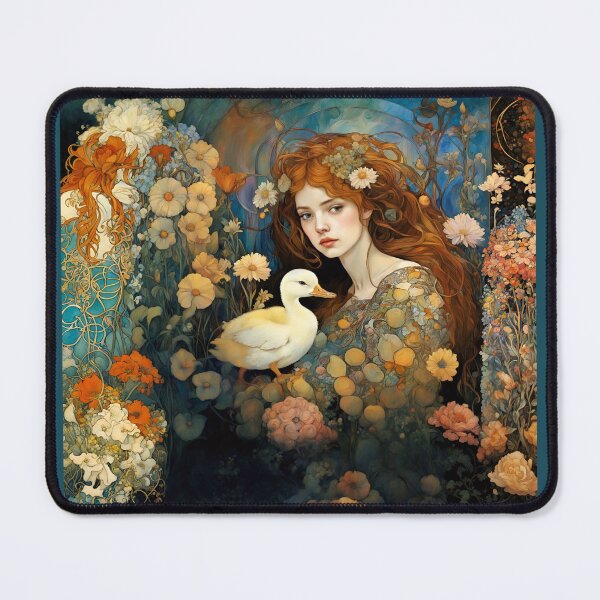 Item preview, Beautiful girl with duckling among the flowers in the garden. designed and sold by Natalia-Vlad.