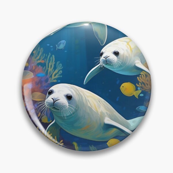 Item preview, HD Cute White Seals In Deep Blue Sea Zoo Pals designed and sold by sportsimpact.