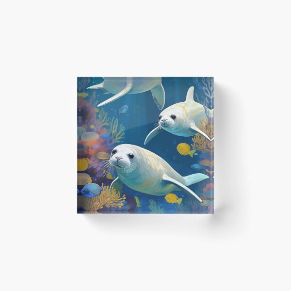 Item preview, HD Cute White Seals In Deep Blue Sea Zoo Pals designed and sold by sportsimpact.