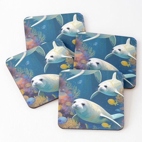 Item preview, HD Cute White Seals In Deep Blue Sea Zoo Pals designed and sold by sportsimpact.