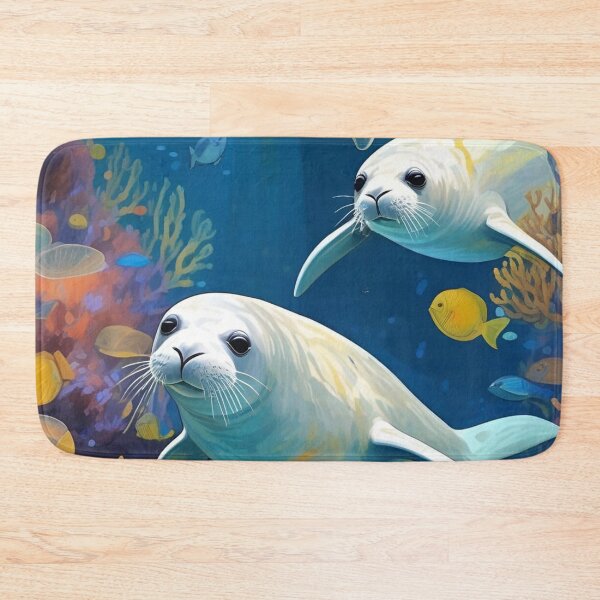Item preview, HD Cute White Seals In Deep Blue Sea Zoo Pals designed and sold by sportsimpact.