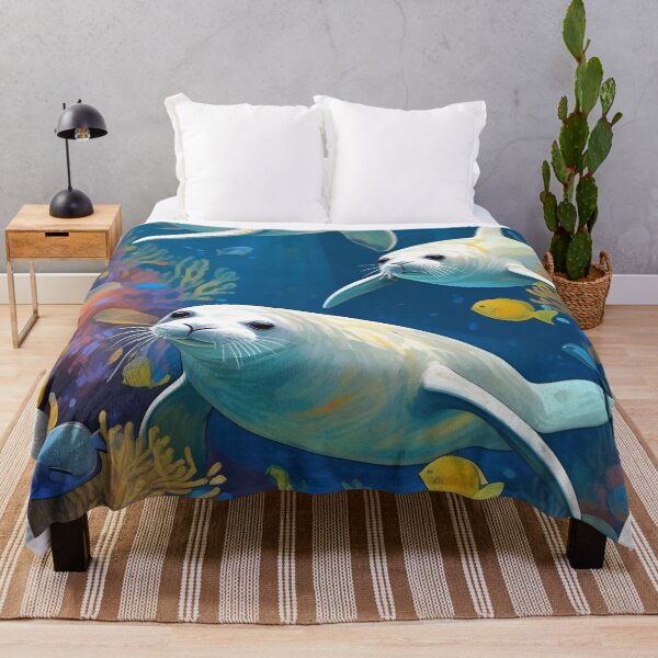 Item preview, HD Cute White Seals In Deep Blue Sea Zoo Pals designed and sold by sportsimpact.