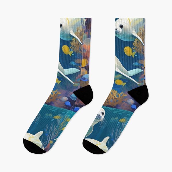 Item preview, HD Cute White Seals In Deep Blue Sea Zoo Pals designed and sold by sportsimpact.
