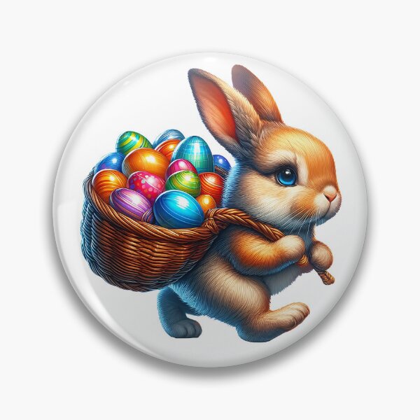 Item preview, Cute brown bunny carries colorful Easter eggs designed and sold by AD-Digital-Art.