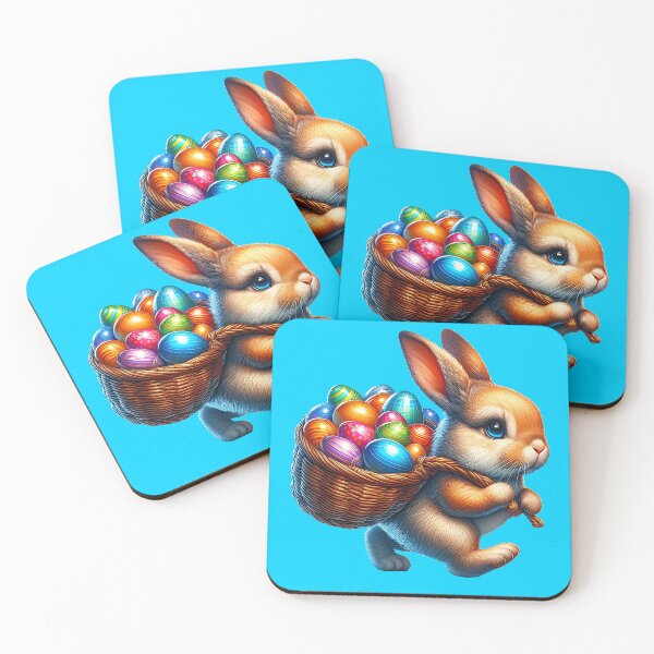 Item preview, Cute brown bunny carries colorful Easter eggs designed and sold by AD-Digital-Art.