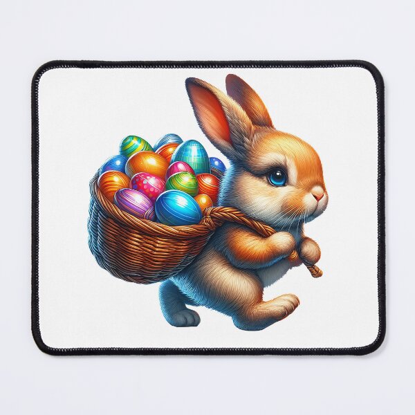 Item preview, Cute brown bunny carries colorful Easter eggs designed and sold by AD-Digital-Art.