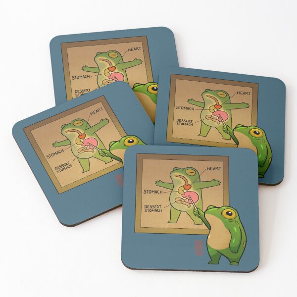Item preview, cute pudgy frog showing dessert stomach diagram asian artwork designed and sold by DingHuArt.