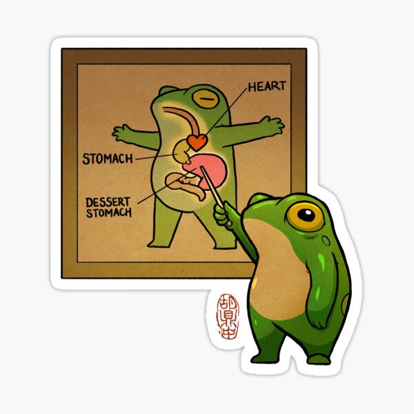 Aperçu de l'œuvre jolie grenouille potelée montrant le diagramme de l'estomac du dessert illustration asiatique créée et vendue par DingHuArt.