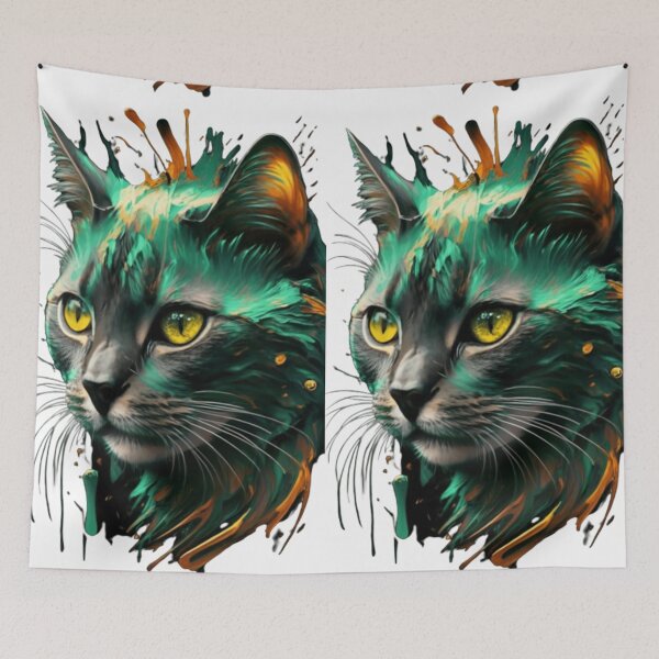 Item preview, Painting of a cat with yellow eyes designed and sold by Magic3D.