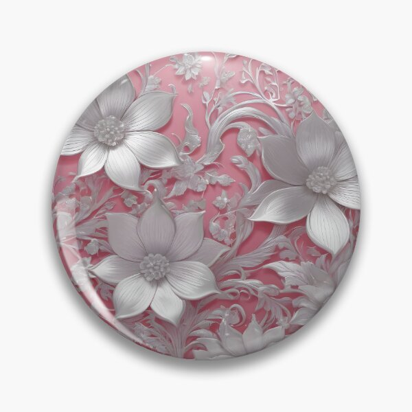 Item preview, Silver flowers on pink background designed and sold by perlphoto.
