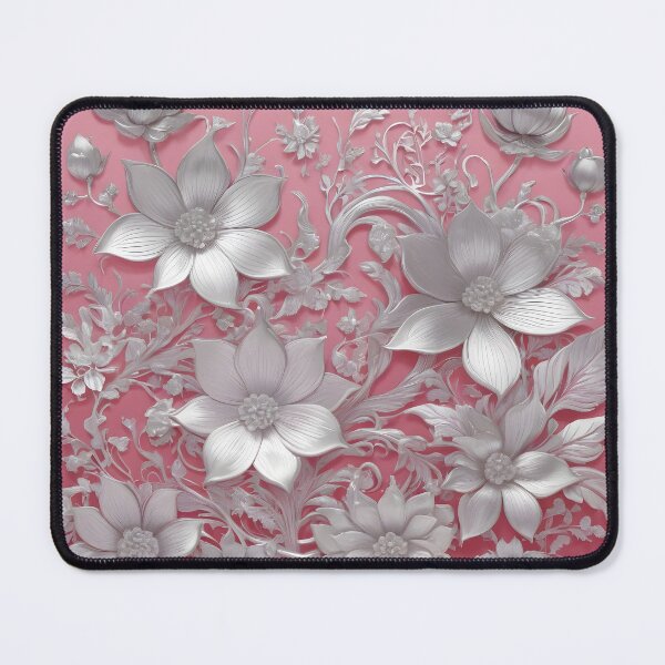 Item preview, Silver flowers on pink background designed and sold by perlphoto.
