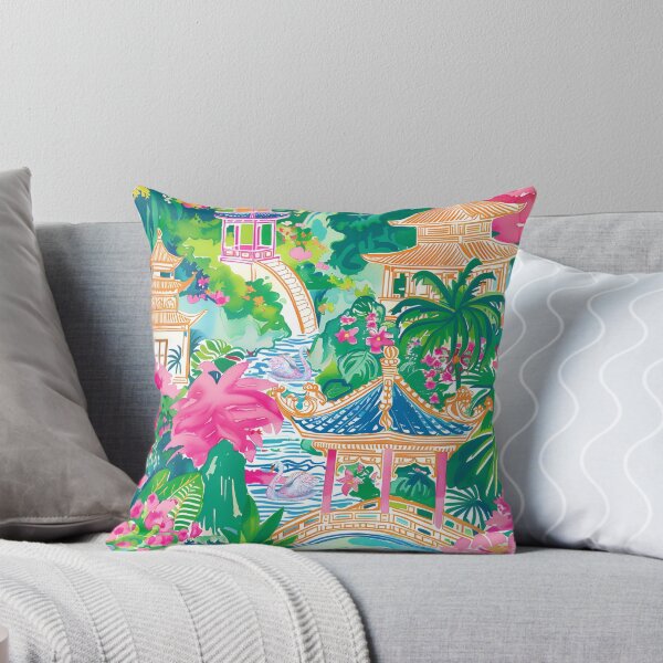 Item preview, Swans in preppy chinoiserie garden designed and sold by SophieClimaArt.