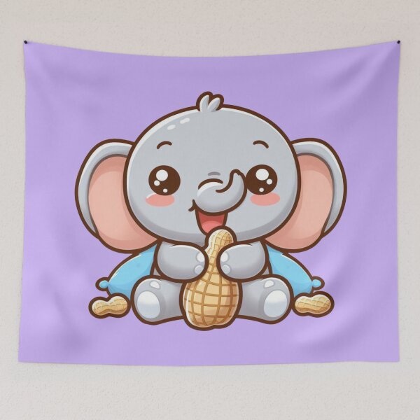 Item preview, Peanut Paradise: Kawaii Elephant Snacking on Peanuts designed and sold by TDKCustoms.