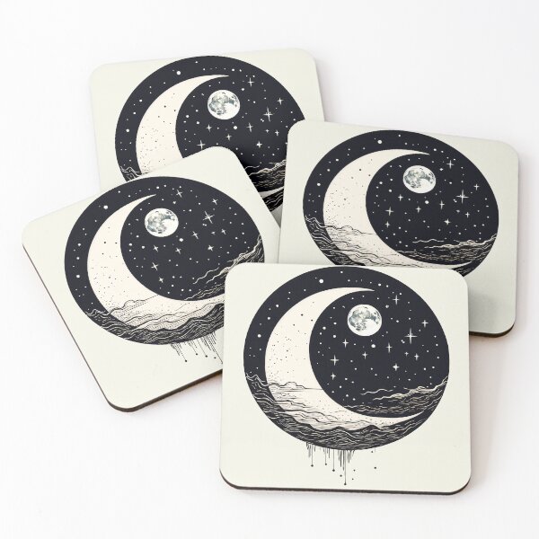 Item preview, Aesthetic Paster moon  with stars  designed and sold by Catophile.