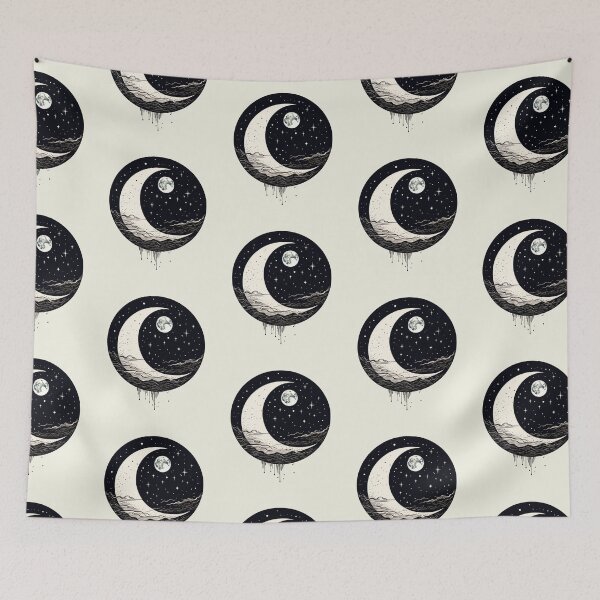 Item preview, Aesthetic Paster moon  with stars  designed and sold by Catophile.