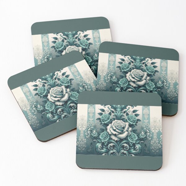 Item preview, Teal Ombre Damask With Roses designed and sold by DesignsByPrnces.