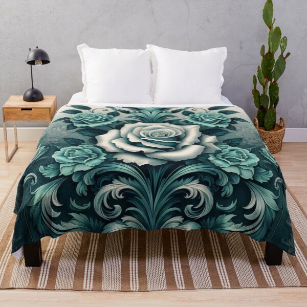 Item preview, Teal Ombre Damask With Roses designed and sold by DesignsByPrnces.