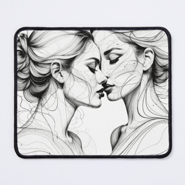 Aperçu de l'œuvre 5015_b Couple de femmes dessiné au crayon en noir et blanc créée et vendue par Magic3D.
