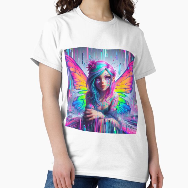 Item preview, Neon Glitch Butterfly Fairy designed and sold by Shelley Noel.