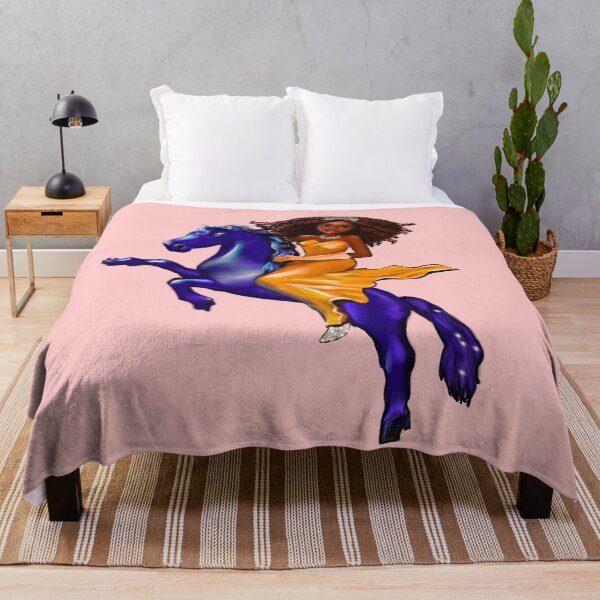 Item preview, Black woman anime princess on horse ! beautiful black girl with Afro hair and dark brown skin designed and sold by Artonmytee.