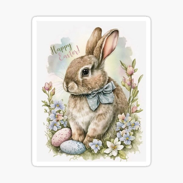 Item preview, Vintage easter bunny with flowers designed and sold by VicaN19.