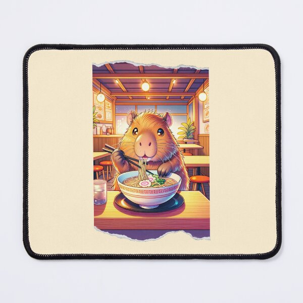 Item preview, Kawaii Capybara Eating Ramen Noodles Anime Japanese designed and sold by ArtFromBeyond.