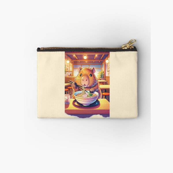 Item preview, Kawaii Capybara Eating Ramen Noodles Anime Japanese designed and sold by ArtFromBeyond.