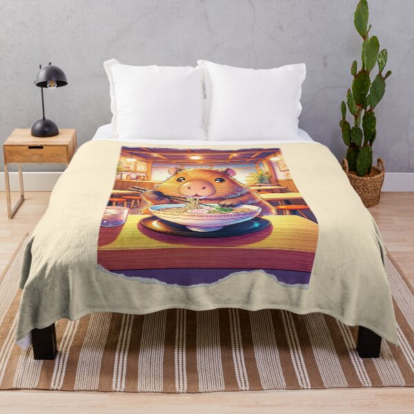Item preview, Kawaii Capybara Eating Ramen Noodles Anime Japanese designed and sold by ArtFromBeyond.