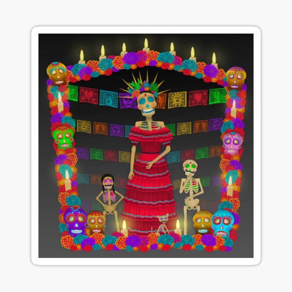 Black & Gray Ómbre Day of the Dead Sticker