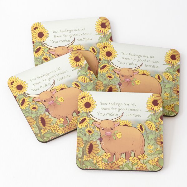 Item preview, "You Make Sense" Highland Cow and Sunflowers designed and sold by thelatestkate.