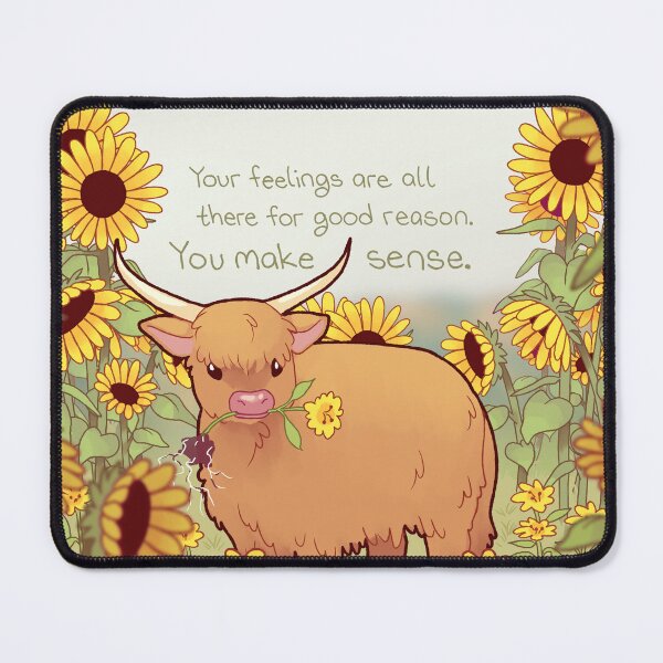 Item preview, "You Make Sense" Highland Cow and Sunflowers designed and sold by thelatestkate.